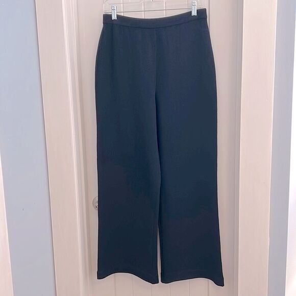 St. John Santana Knit Boot Cut Pull On Pants Navy Blue Size 10 - Picture 1 of 8